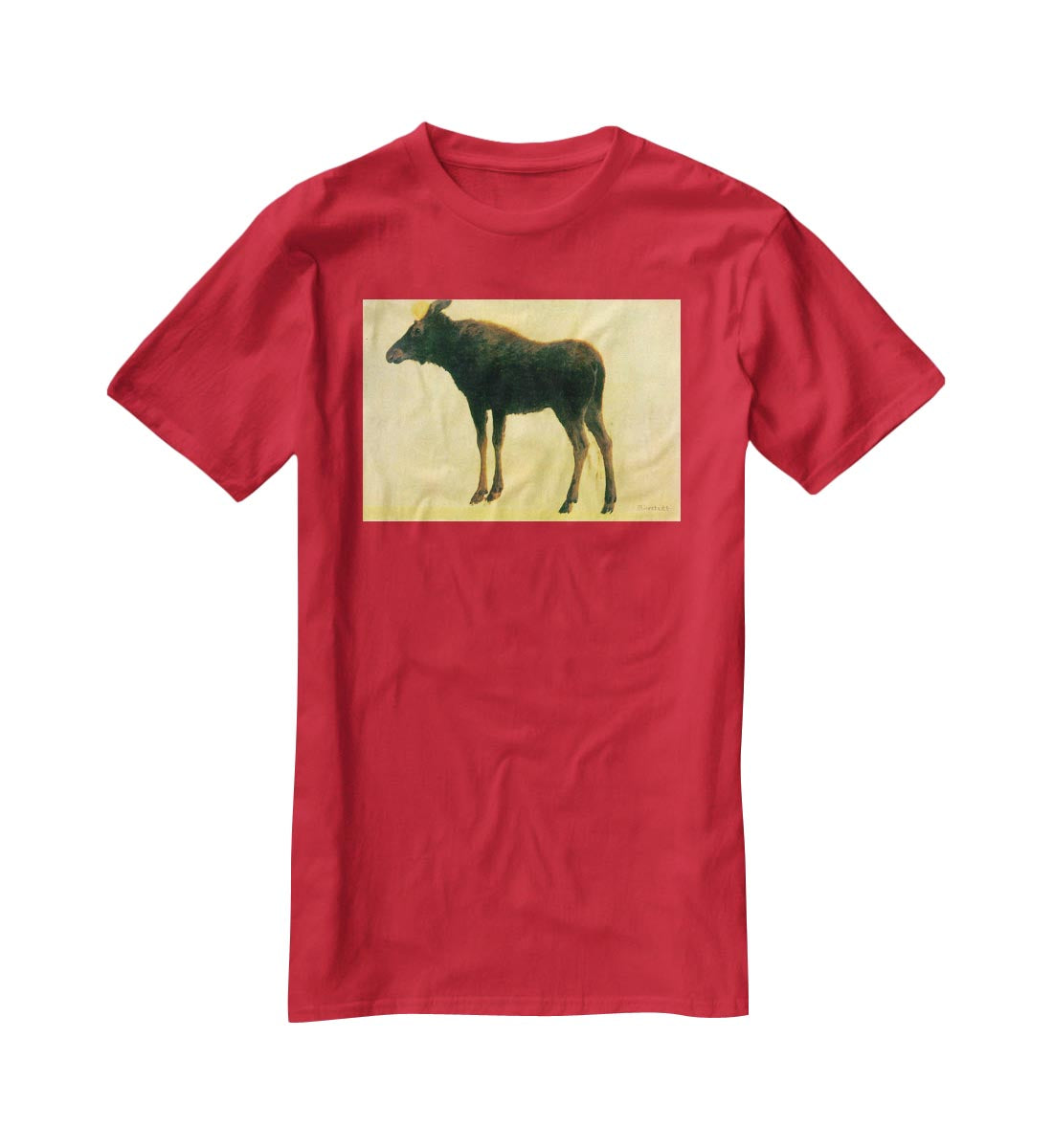 Elk by Bierstadt T-Shirt - Canvas Art Rocks - 4