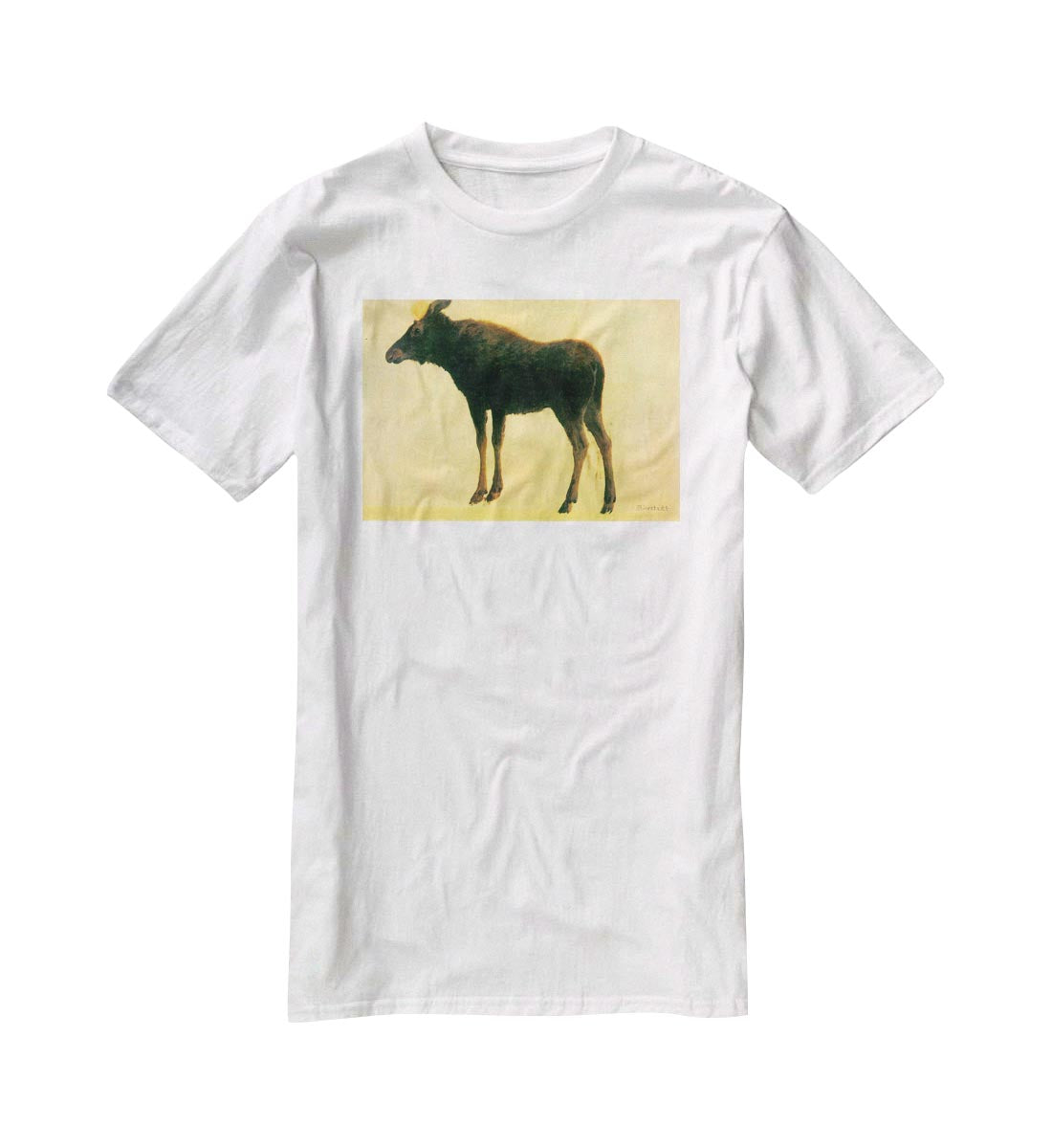 Elk by Bierstadt T-Shirt - Canvas Art Rocks - 5