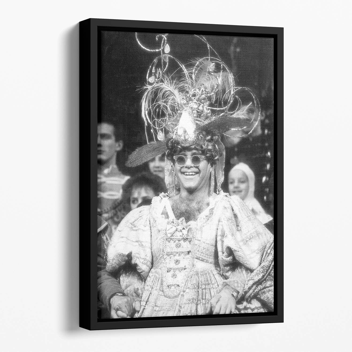 Elton John as a panto dame Floating Framed Canvas