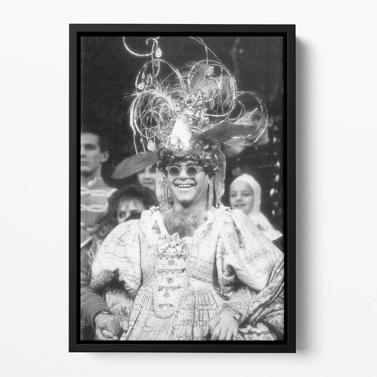 Elton John as a panto dame Floating Framed Canvas