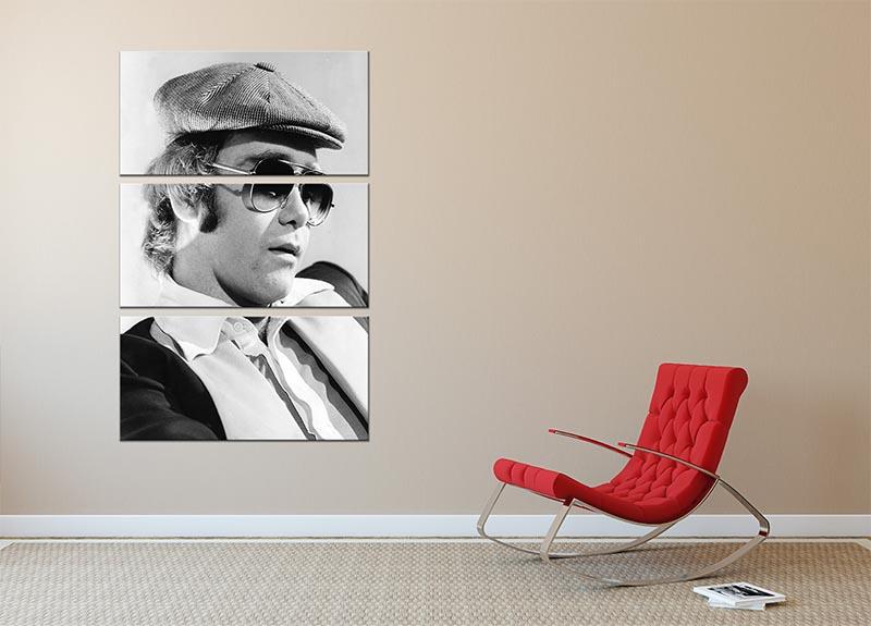 Elton John in 1977 3 Split Panel Canvas Print - Canvas Art Rocks - 2