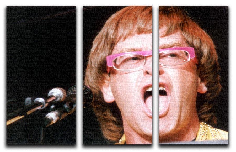 Elton John singing 3 Split Panel Canvas Print - Canvas Art Rocks - 1