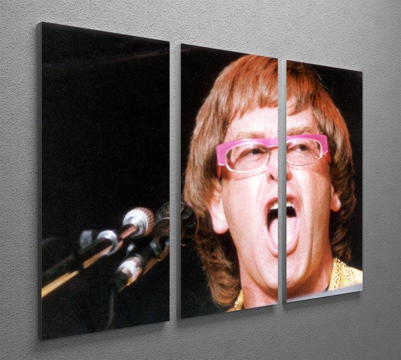 Elton John singing 3 Split Panel Canvas Print - Canvas Art Rocks - 2