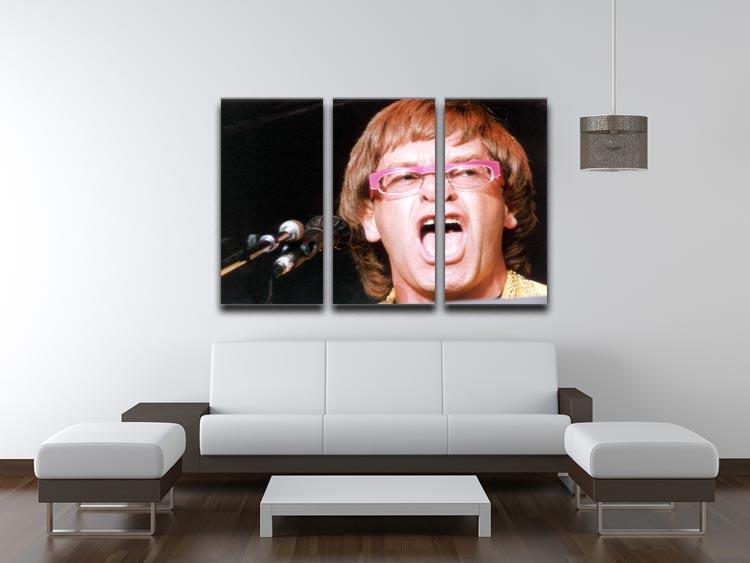 Elton John singing 3 Split Panel Canvas Print - Canvas Art Rocks - 3