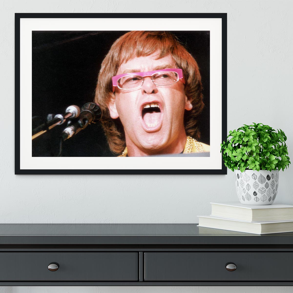Elton John singing Framed Print - Canvas Art Rocks - 1