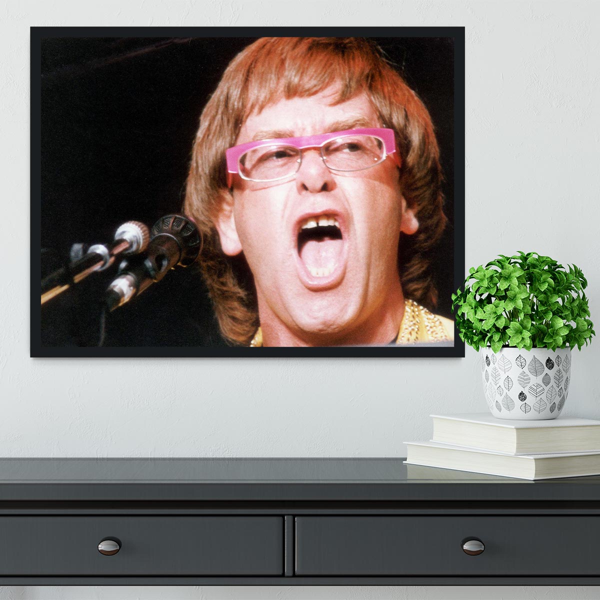 Elton John singing Framed Print - Canvas Art Rocks - 2