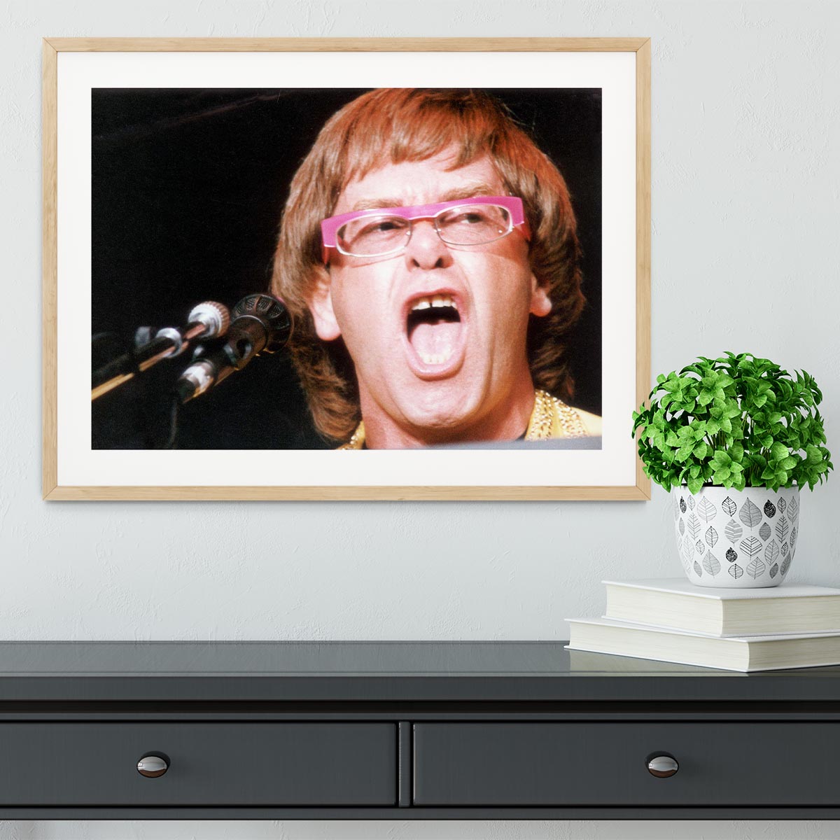 Elton John singing Framed Print - Canvas Art Rocks - 3