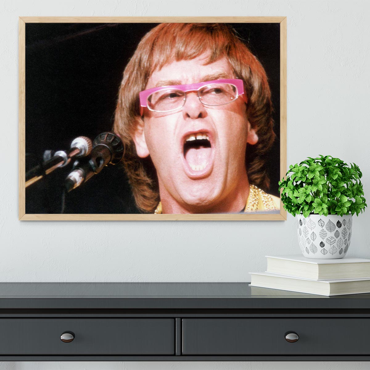 Elton John singing Framed Print - Canvas Art Rocks - 4