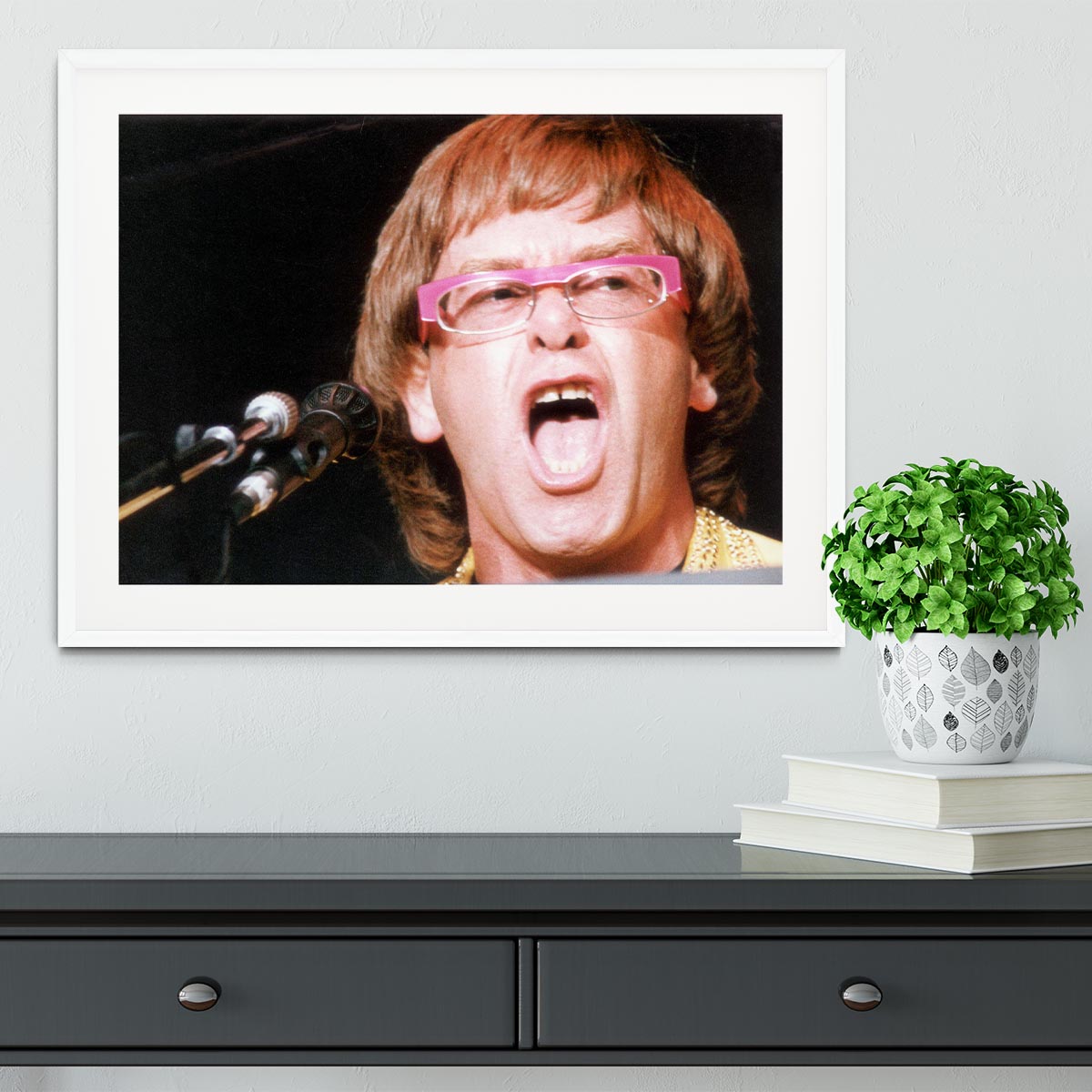 Elton John singing Framed Print - Canvas Art Rocks - 5