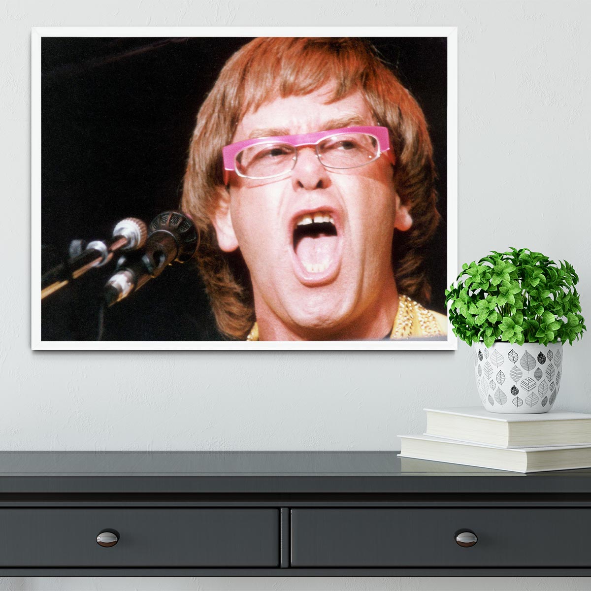 Elton John singing Framed Print - Canvas Art Rocks -6