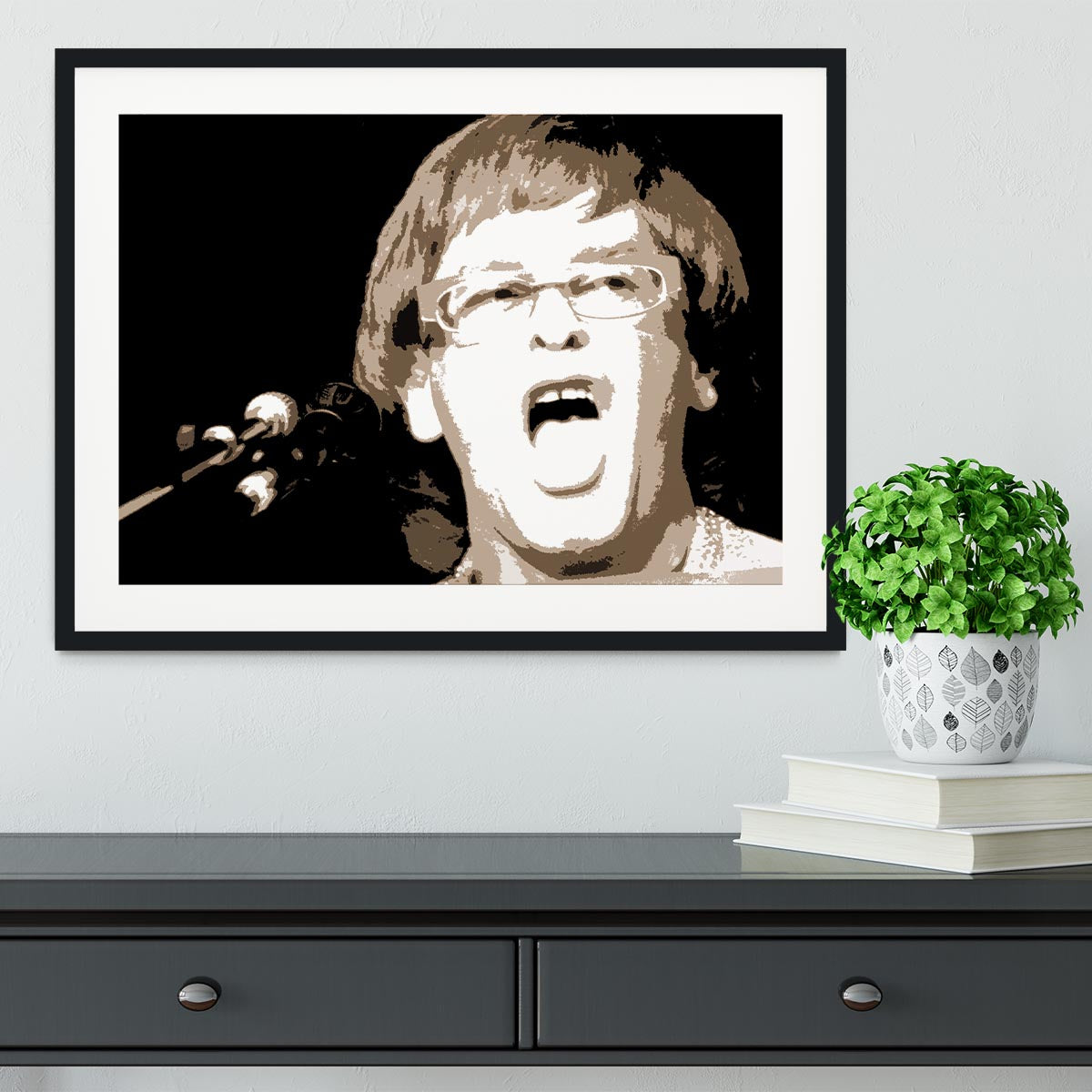 Elton John singing pop art Framed Print - Canvas Art Rocks - 1