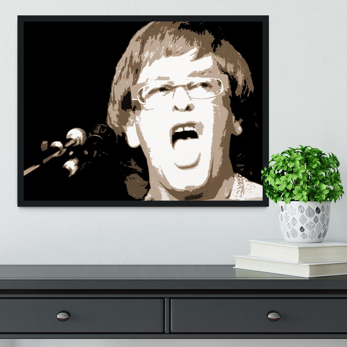 Elton John singing pop art Framed Print - Canvas Art Rocks - 2
