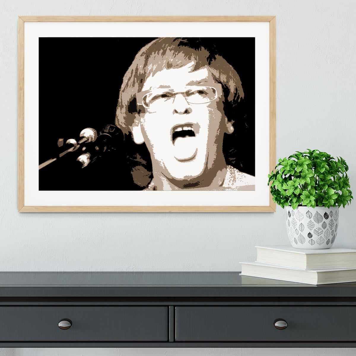 Elton John singing pop art Framed Print - Canvas Art Rocks - 3