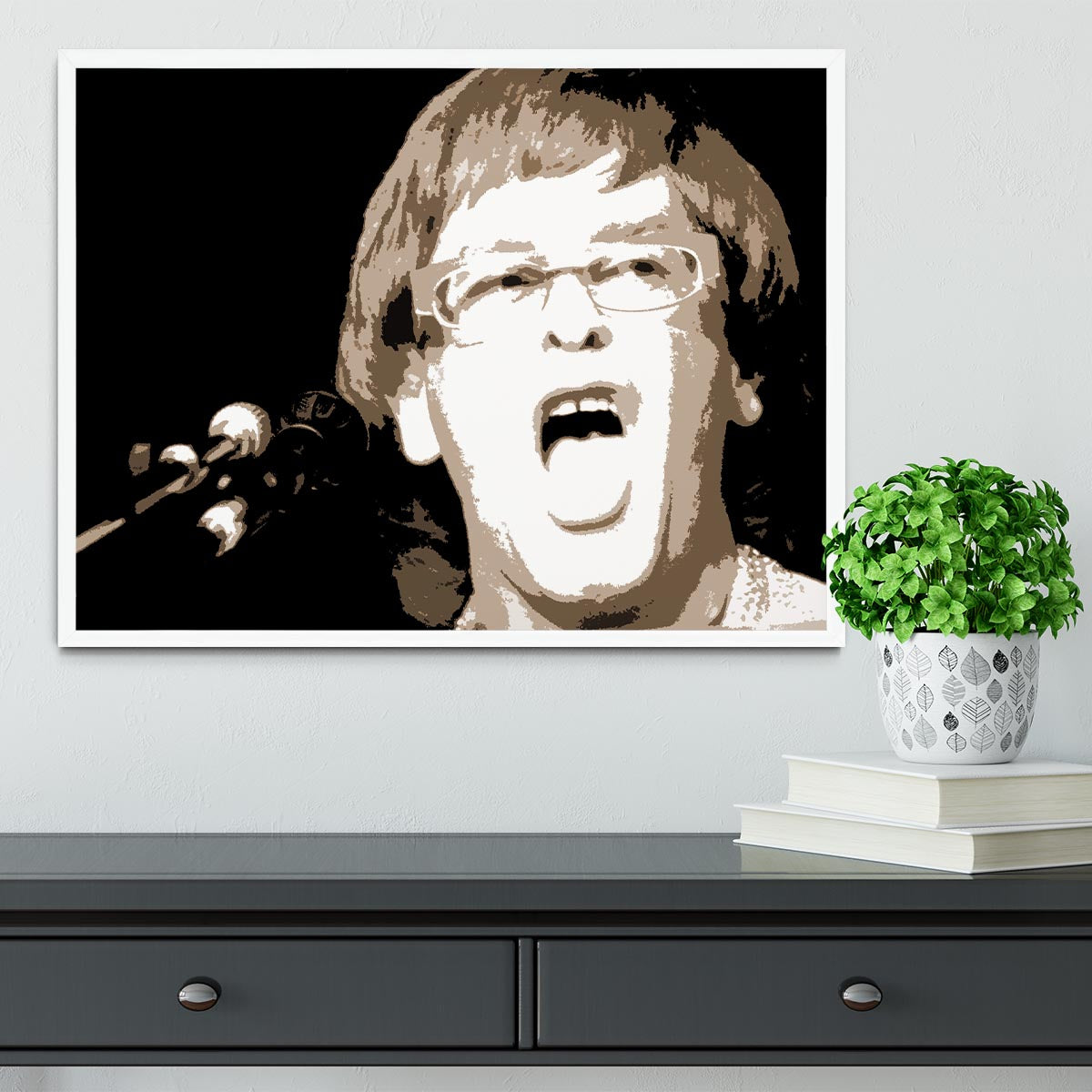 Elton John singing pop art Framed Print - Canvas Art Rocks -6