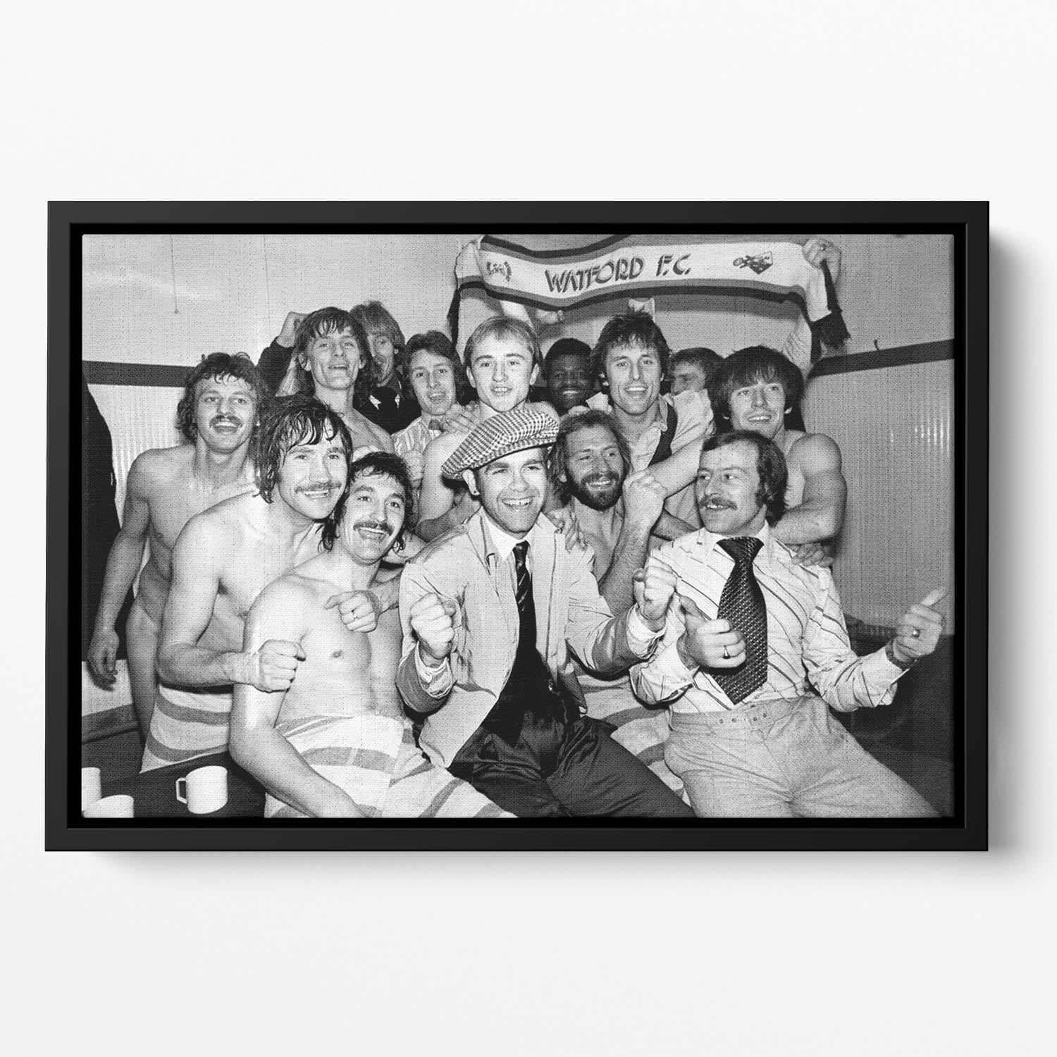 Elton John with the Watford team Floating Framed Canvas