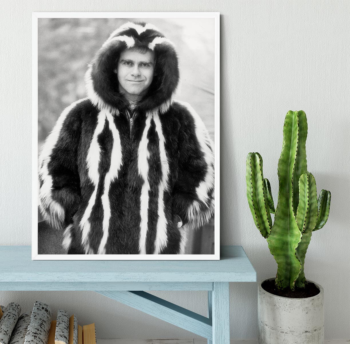 Elton in furs Framed Print - Canvas Art Rocks -6