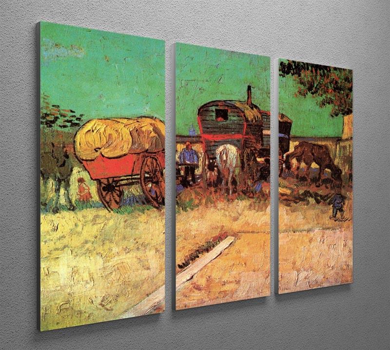 Encampment of Gypsies with Caravans by Van Gogh 3 Split Panel Canvas Print - Canvas Art Rocks - 4