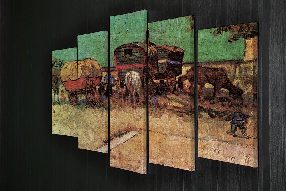 Encampment of Gypsies with Caravans by Van Gogh 5 Split Panel Canvas - Canvas Art Rocks - 2
