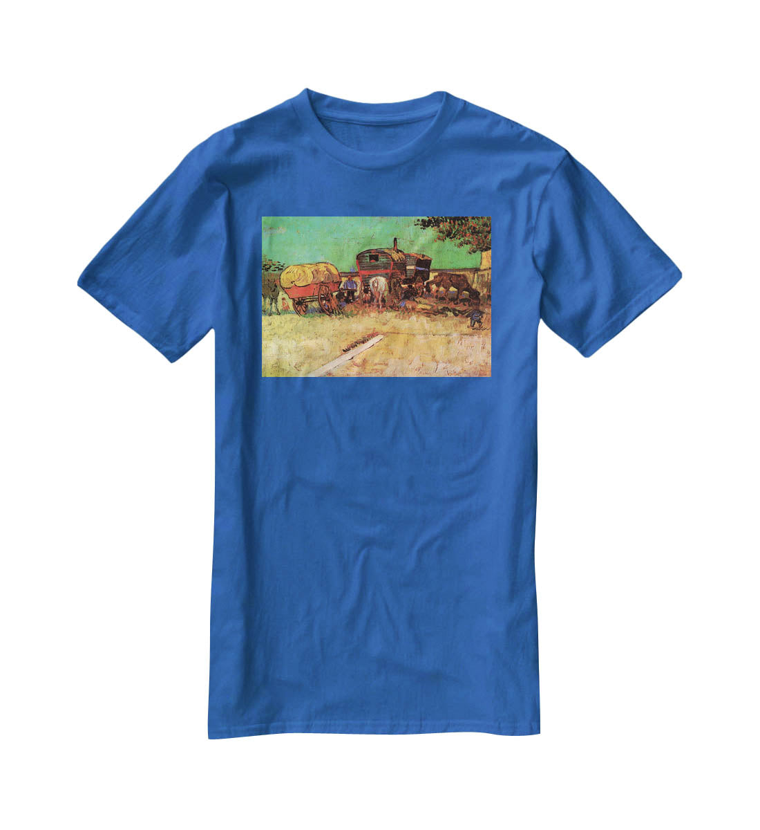 Encampment of Gypsies with Caravans by Van Gogh T-Shirt - Canvas Art Rocks - 2