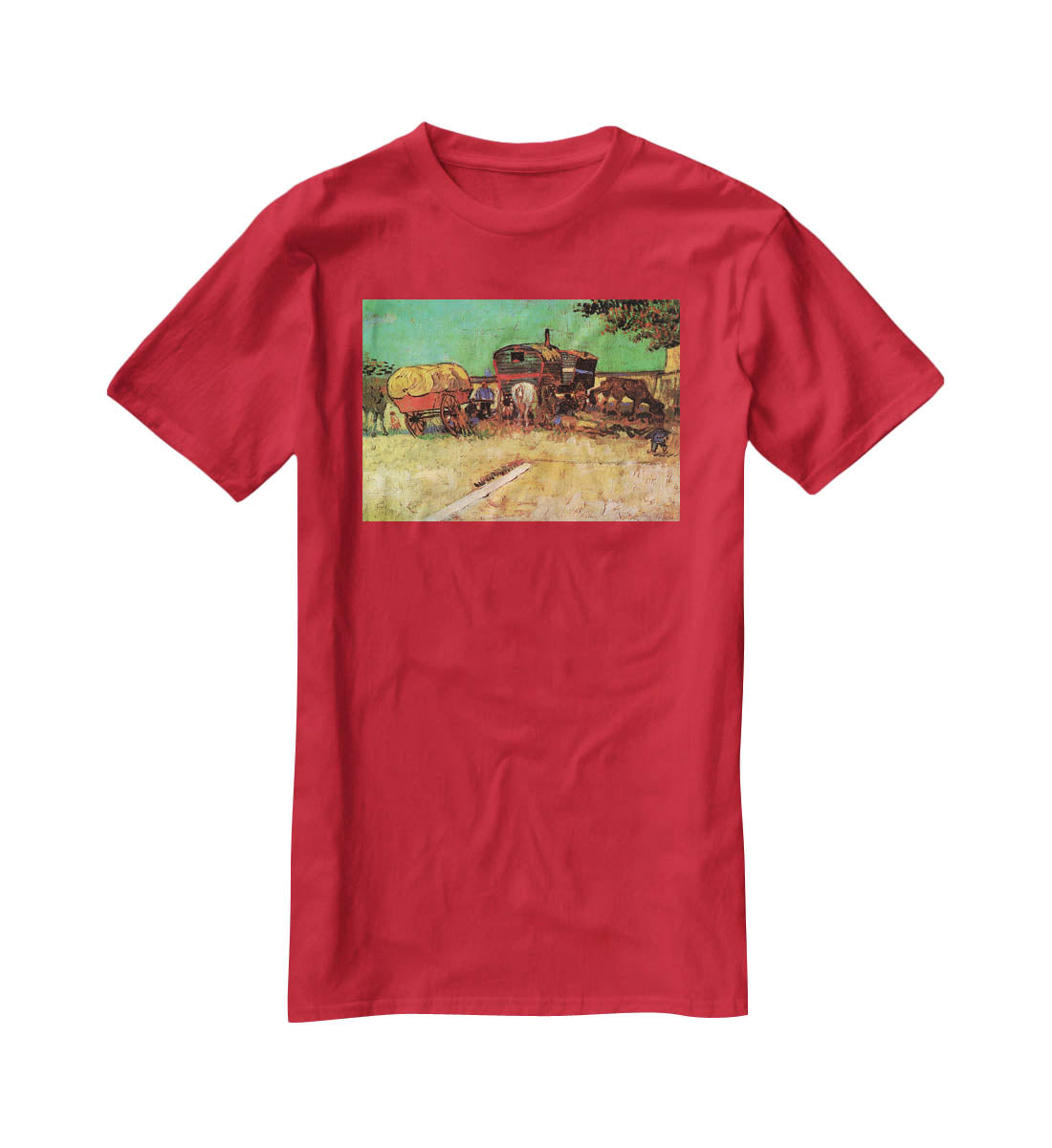 Encampment of Gypsies with Caravans by Van Gogh T-Shirt - Canvas Art Rocks - 4