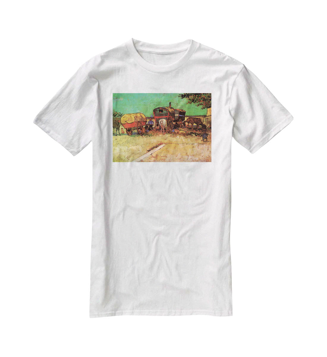 Encampment of Gypsies with Caravans by Van Gogh T-Shirt - Canvas Art Rocks - 5