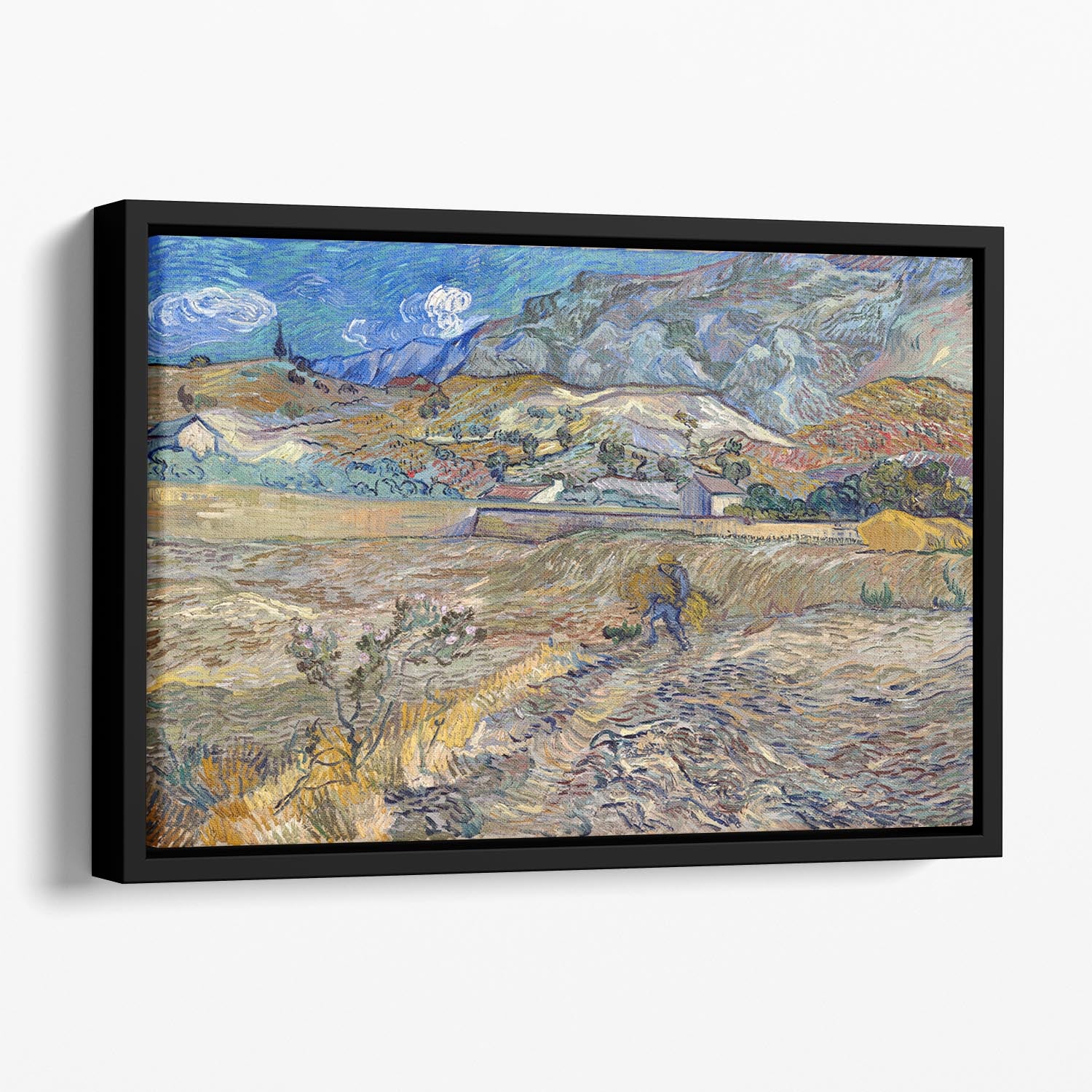 Enclosed Field with Peasant Floating Framed Canvas