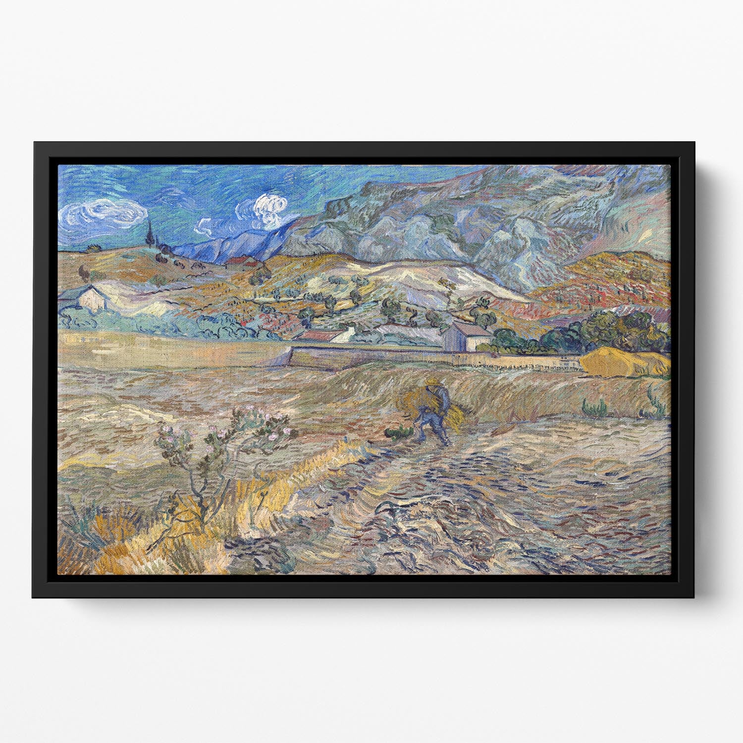Enclosed Field with Peasant Floating Framed Canvas