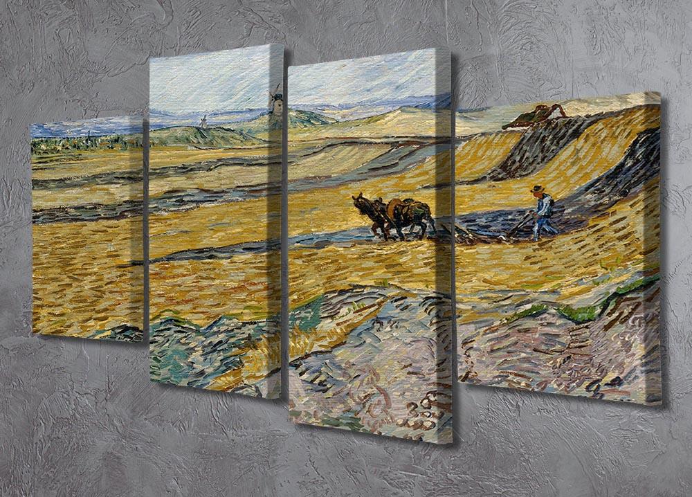 Enclosed Field with Ploughman 4 Split Panel Canvas - Canvas Art Rocks - 2
