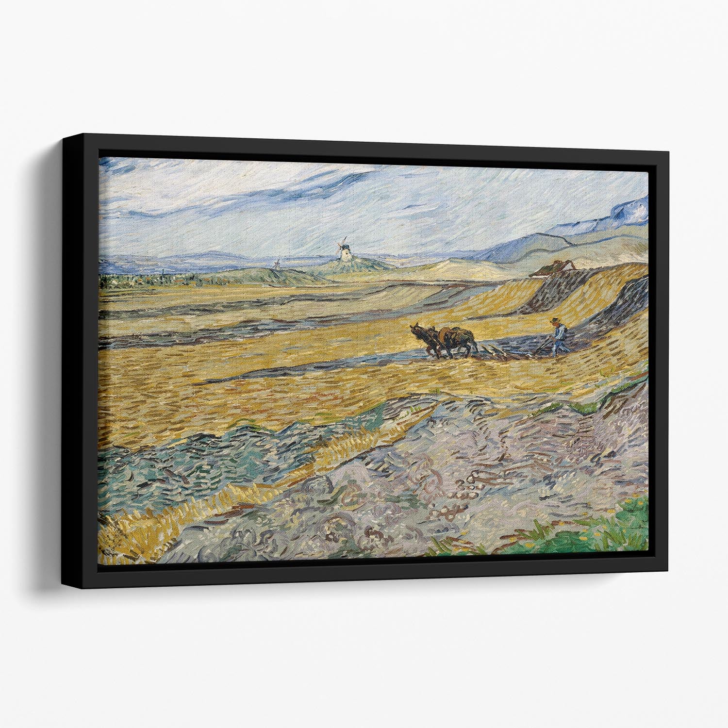 Enclosed Field with Ploughman Floating Framed Canvas