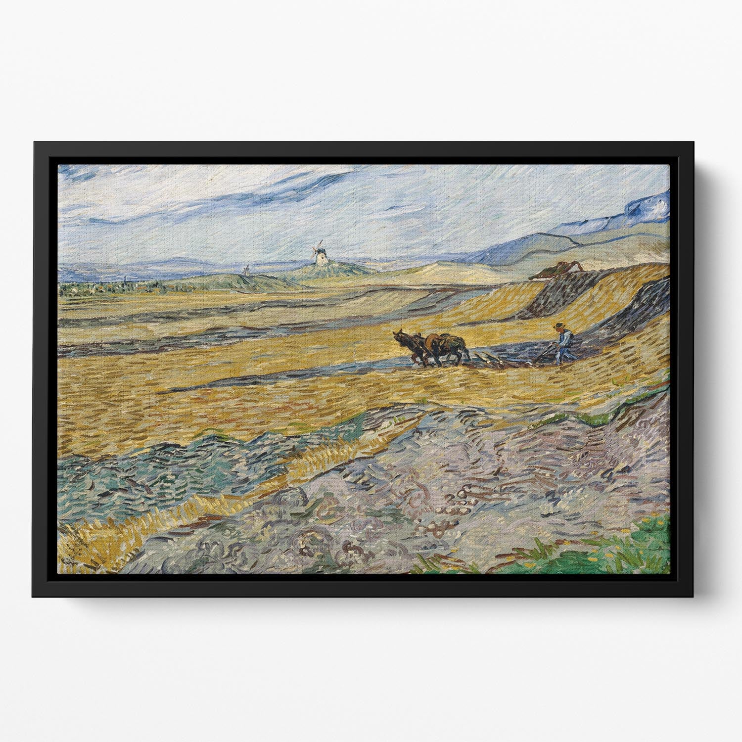 Enclosed Field with Ploughman Floating Framed Canvas