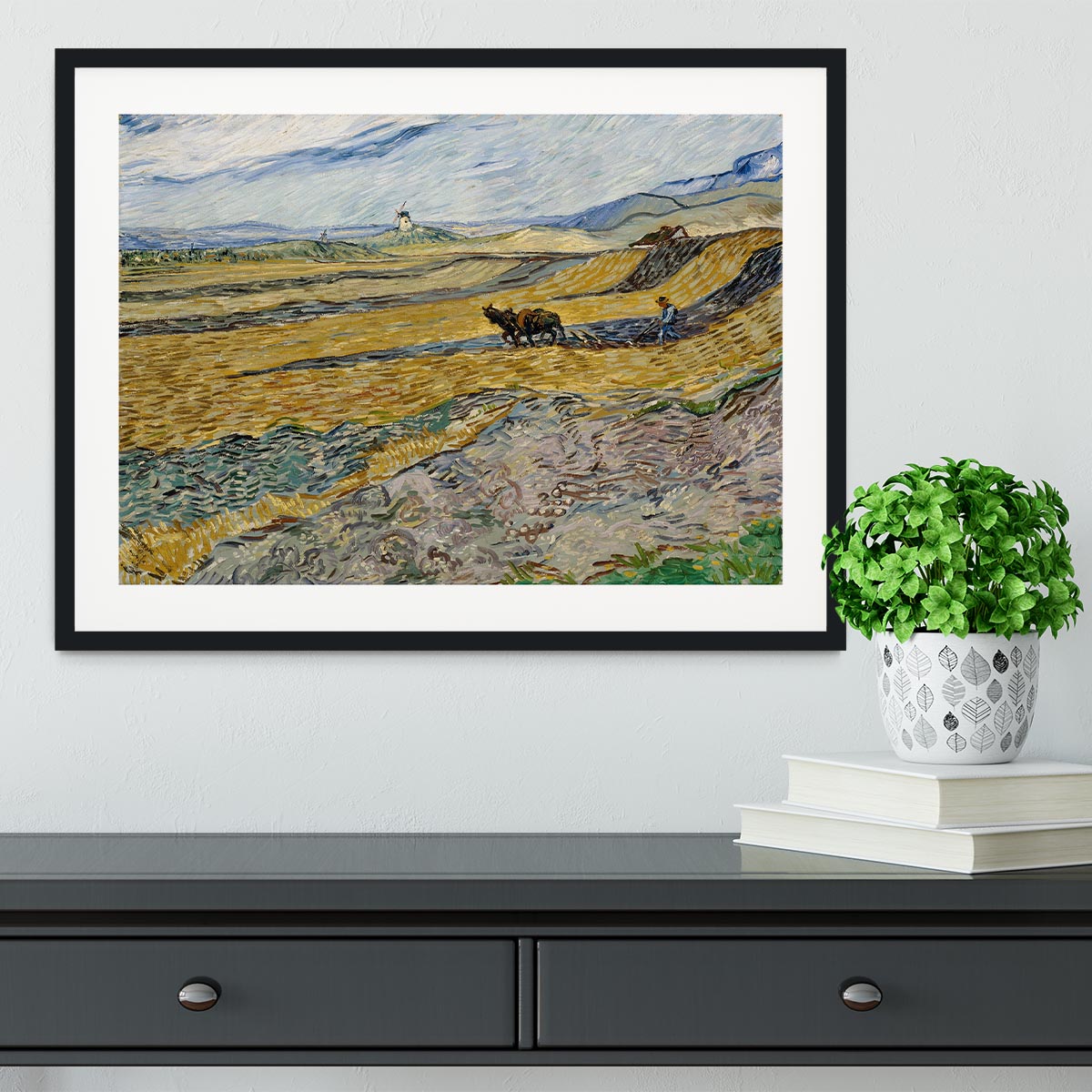 Enclosed Field with Ploughman Framed Print - Canvas Art Rocks - 1