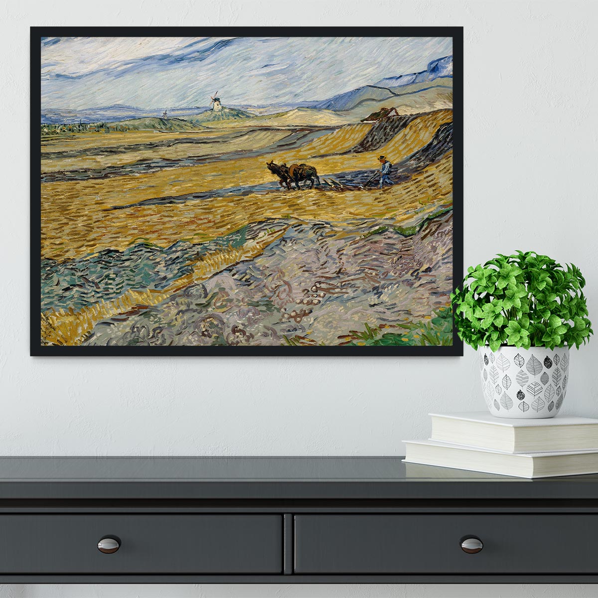 Enclosed Field with Ploughman Framed Print - Canvas Art Rocks - 2