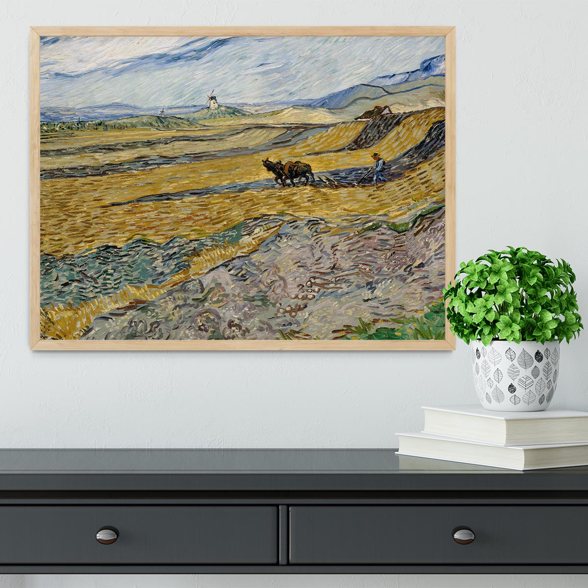 Enclosed Field with Ploughman Framed Print - Canvas Art Rocks - 4