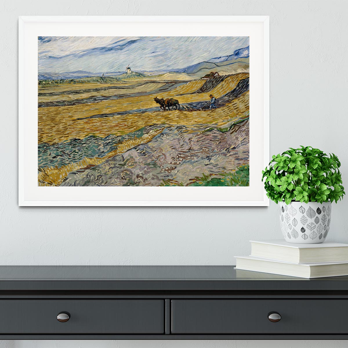 Enclosed Field with Ploughman Framed Print - Canvas Art Rocks - 5