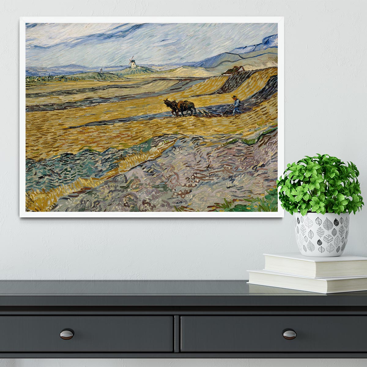 Enclosed Field with Ploughman Framed Print - Canvas Art Rocks -6