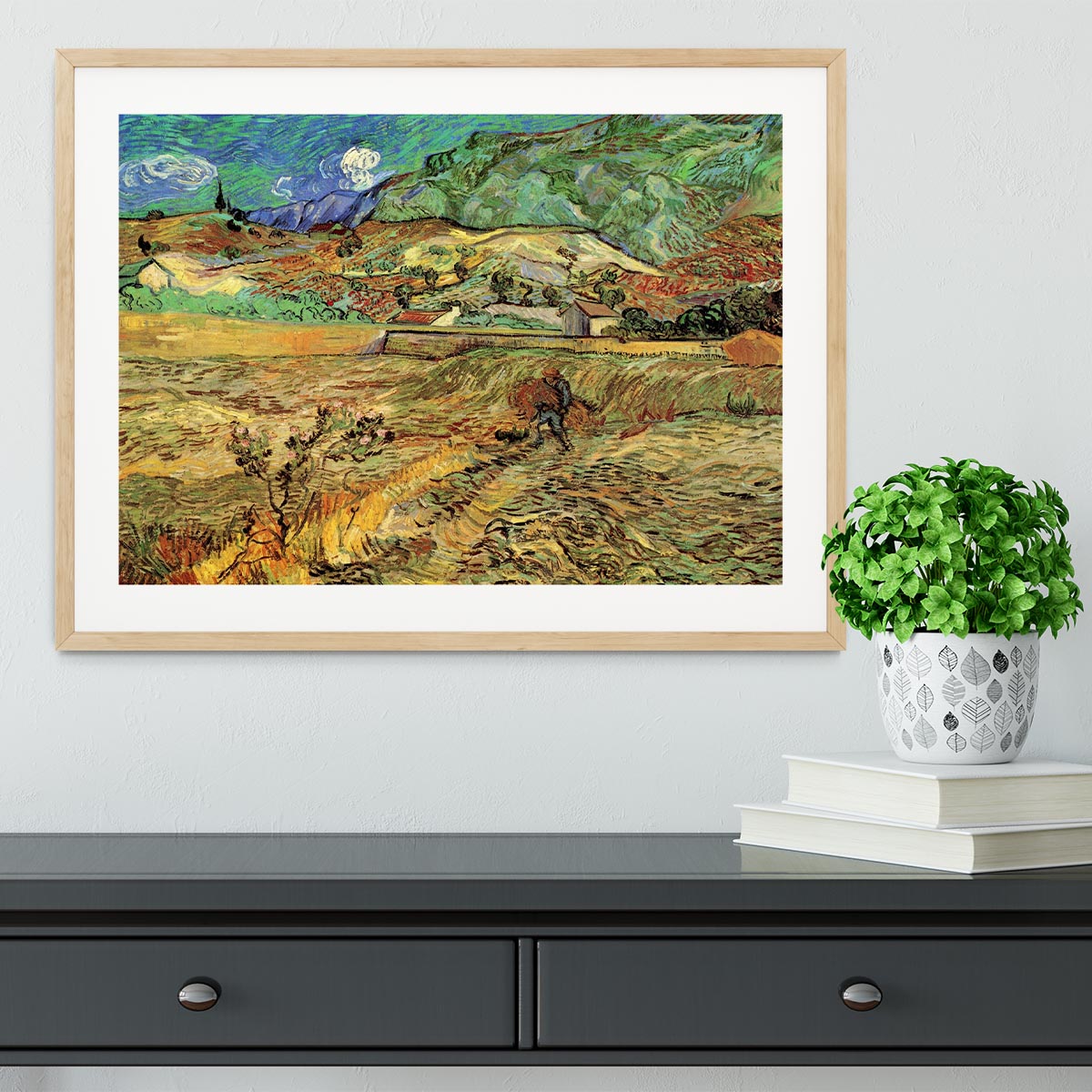 Enclosed Wheat Field with Peasant by Van Gogh Framed Print - Canvas Art Rocks - 3