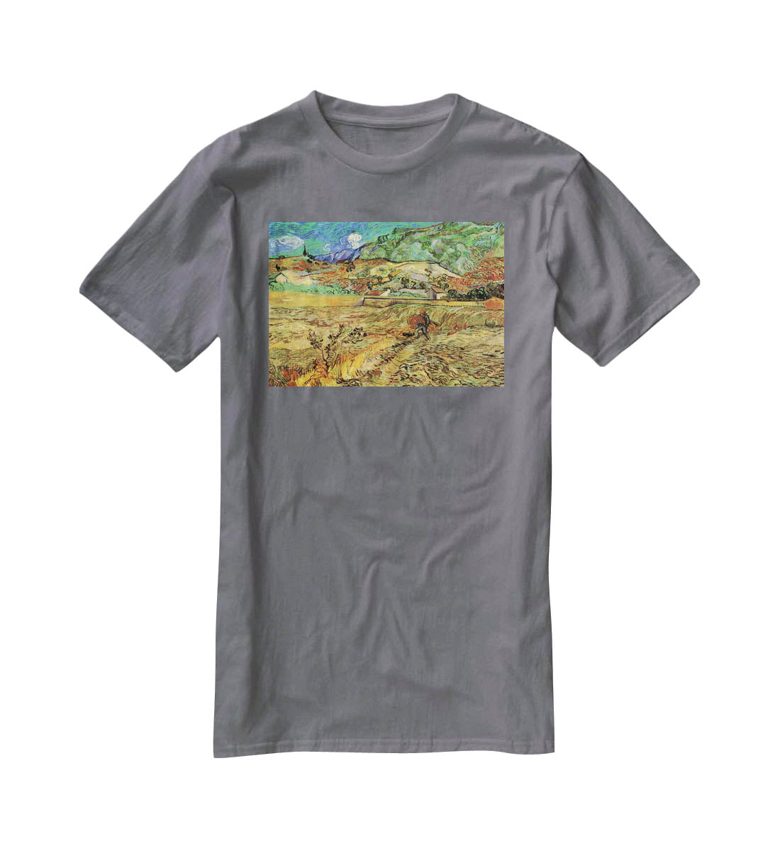 Enclosed Wheat Field with Peasant by Van Gogh T-Shirt - Canvas Art Rocks - 3