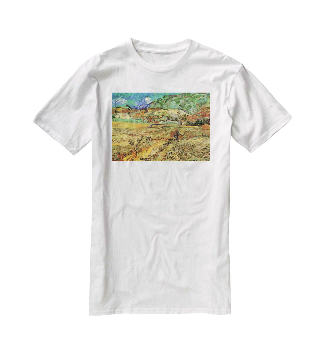 Enclosed Wheat Field with Peasant by Van Gogh T-Shirt - Canvas Art Rocks - 5