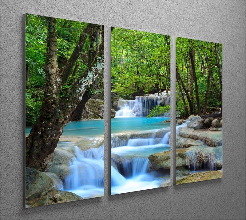 Erawan Waterfall 3 Split Panel Canvas Print - Canvas Art Rocks - 2