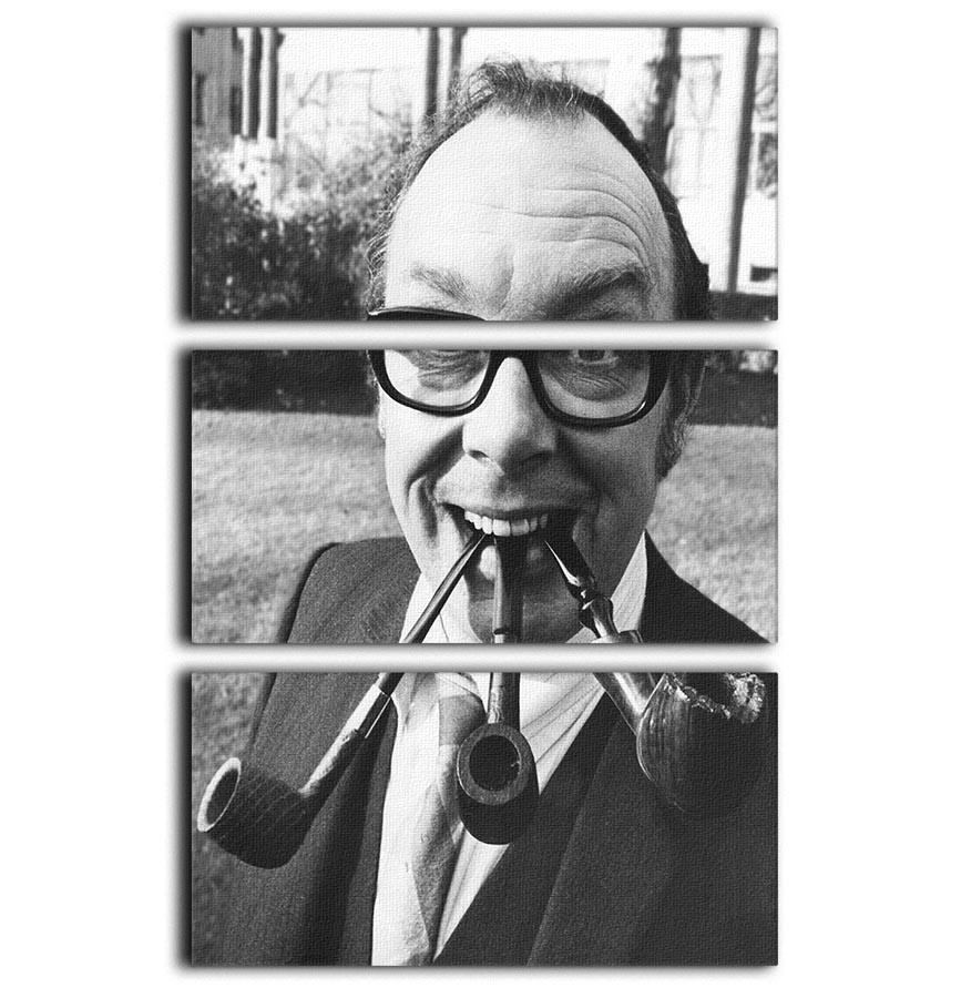 Eric Morecambe with three pipes in his mouth 3 Split Panel Canvas Print - Canvas Art Rocks - 1