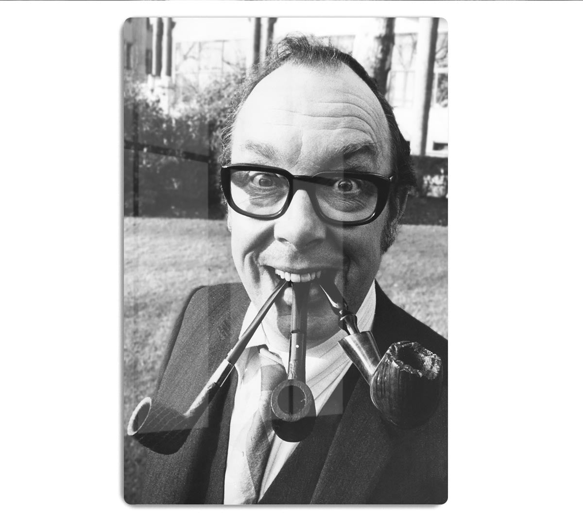 Eric Morecambe with three pipes in his mouth HD Metal Print