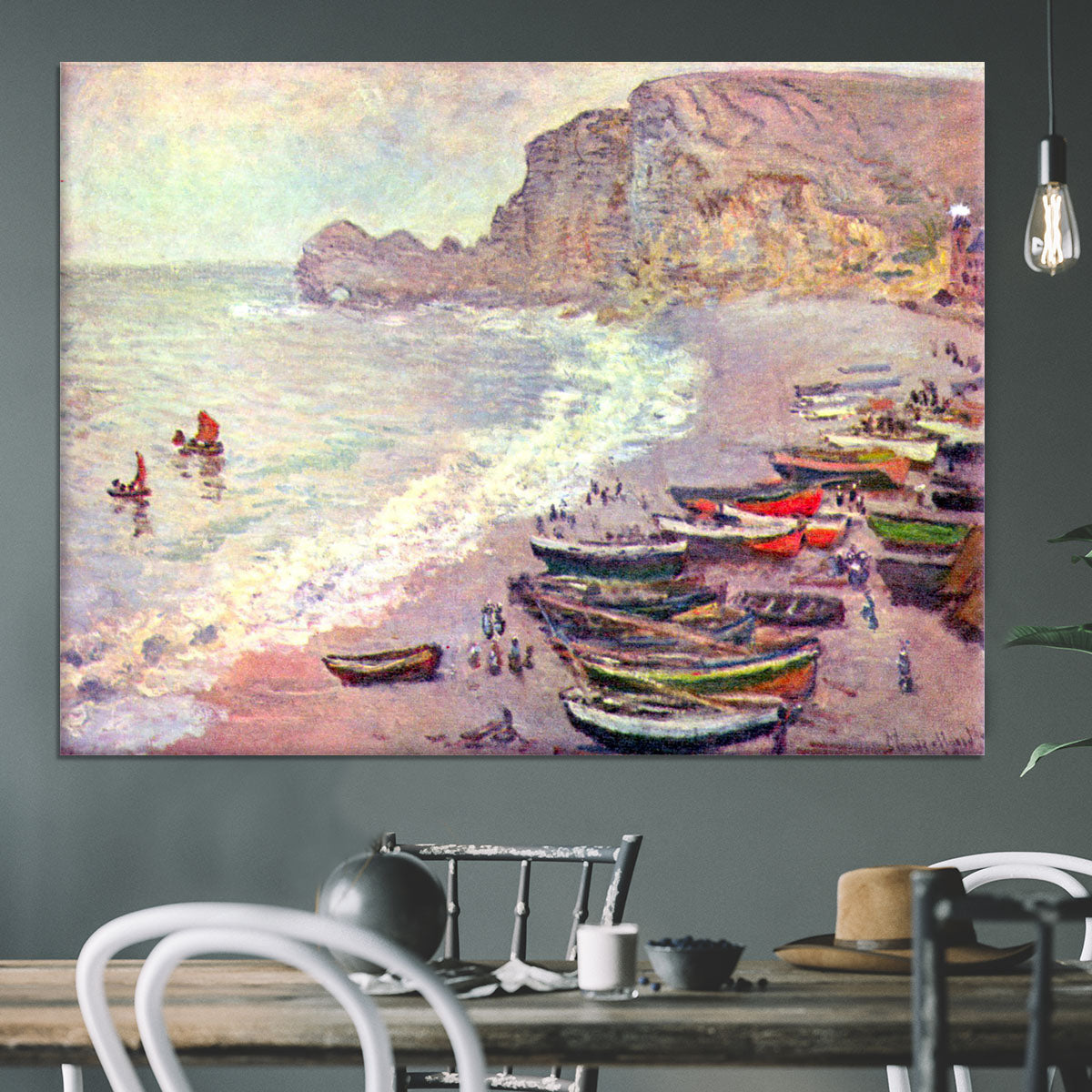 Etretat the beach and La Porte d'Amont by Monet Canvas Print or Poster - Canvas Art Rocks - 3