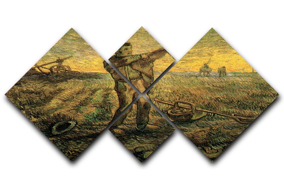 Evening The End of the Day after Millet by Van Gogh 4 Square Multi Panel Canvas  - Canvas Art Rocks - 1