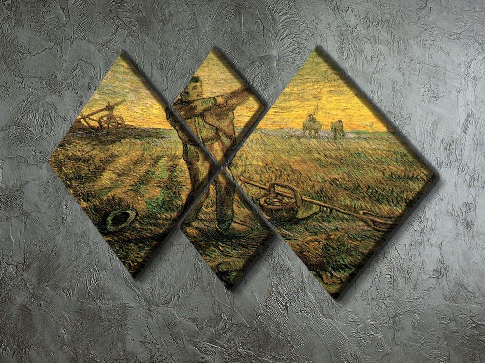 Evening The End of the Day after Millet by Van Gogh 4 Square Multi Panel Canvas - Canvas Art Rocks - 2