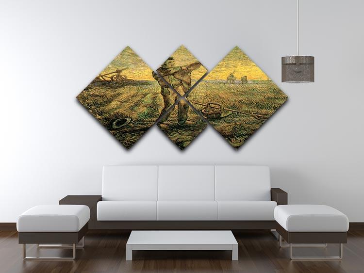 Evening The End of the Day after Millet by Van Gogh 4 Square Multi Panel Canvas - Canvas Art Rocks - 3