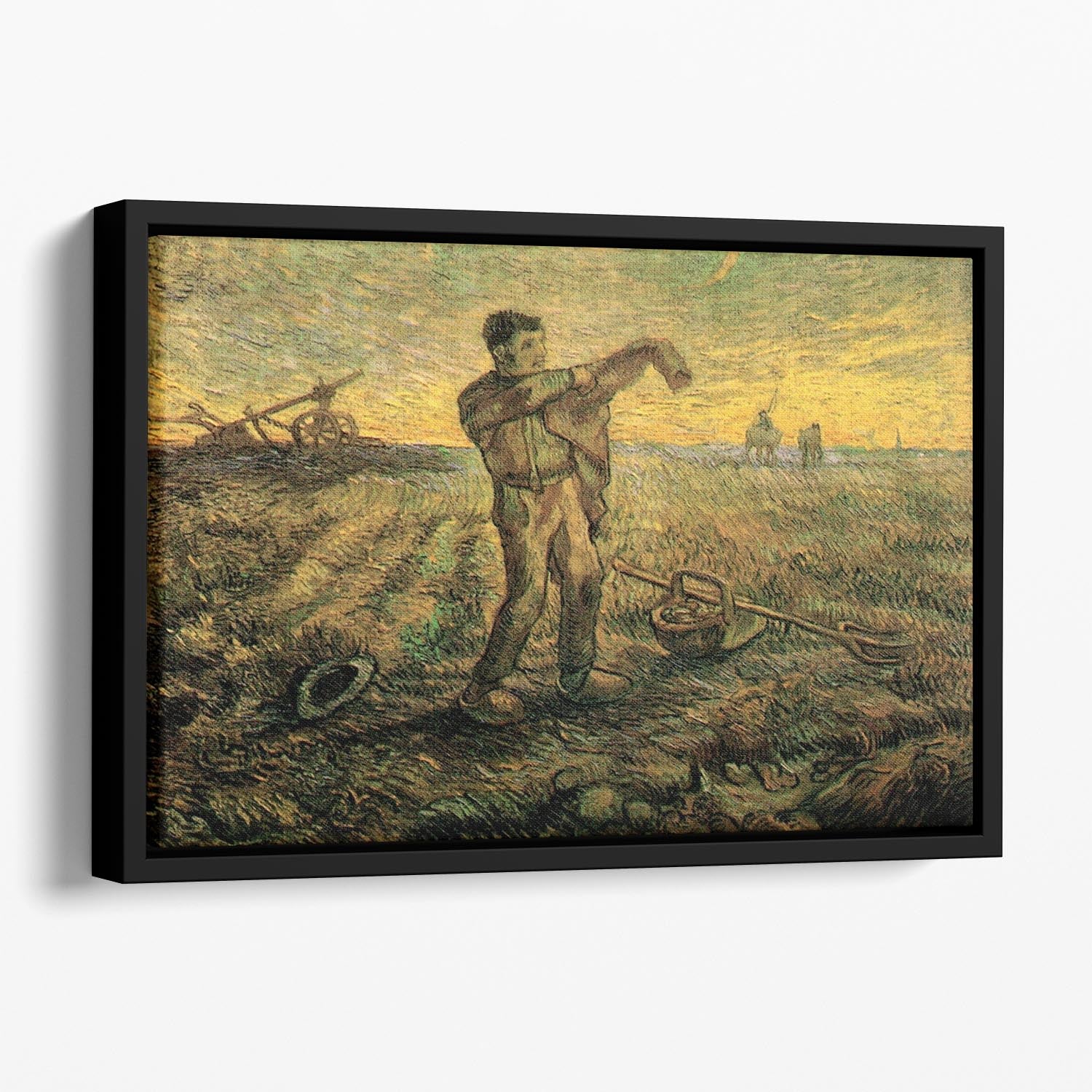 Evening The End of the Day after Millet by Van Gogh Floating Framed Canvas