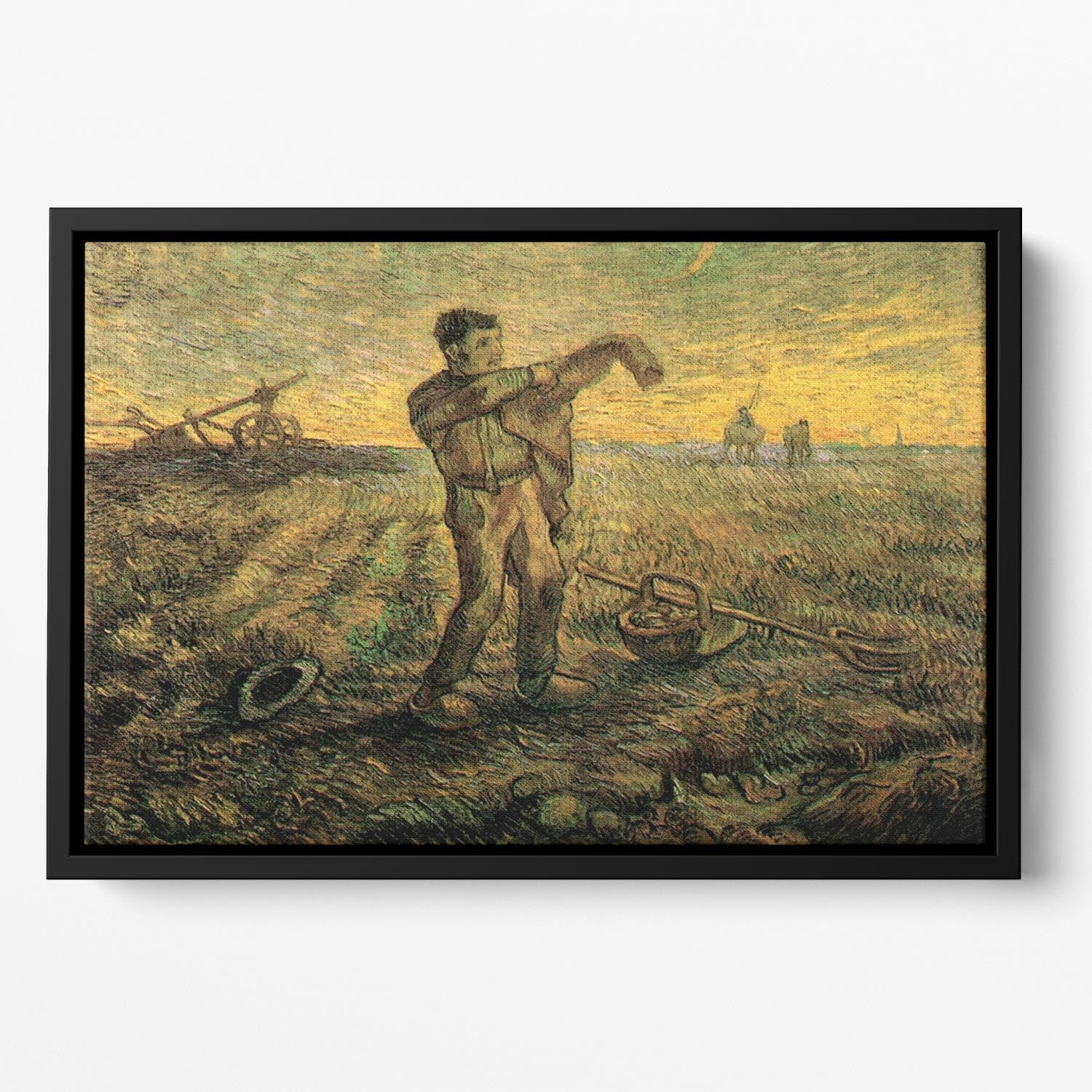 Evening The End of the Day after Millet by Van Gogh Floating Framed Canvas