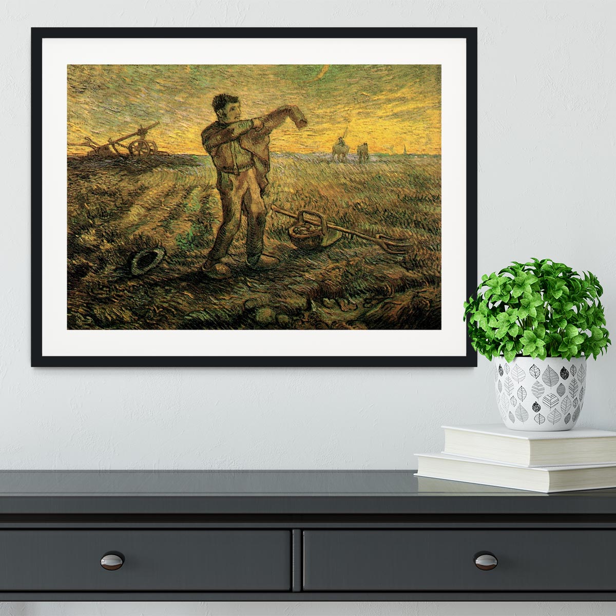 Evening The End of the Day after Millet by Van Gogh Framed Print - Canvas Art Rocks - 1