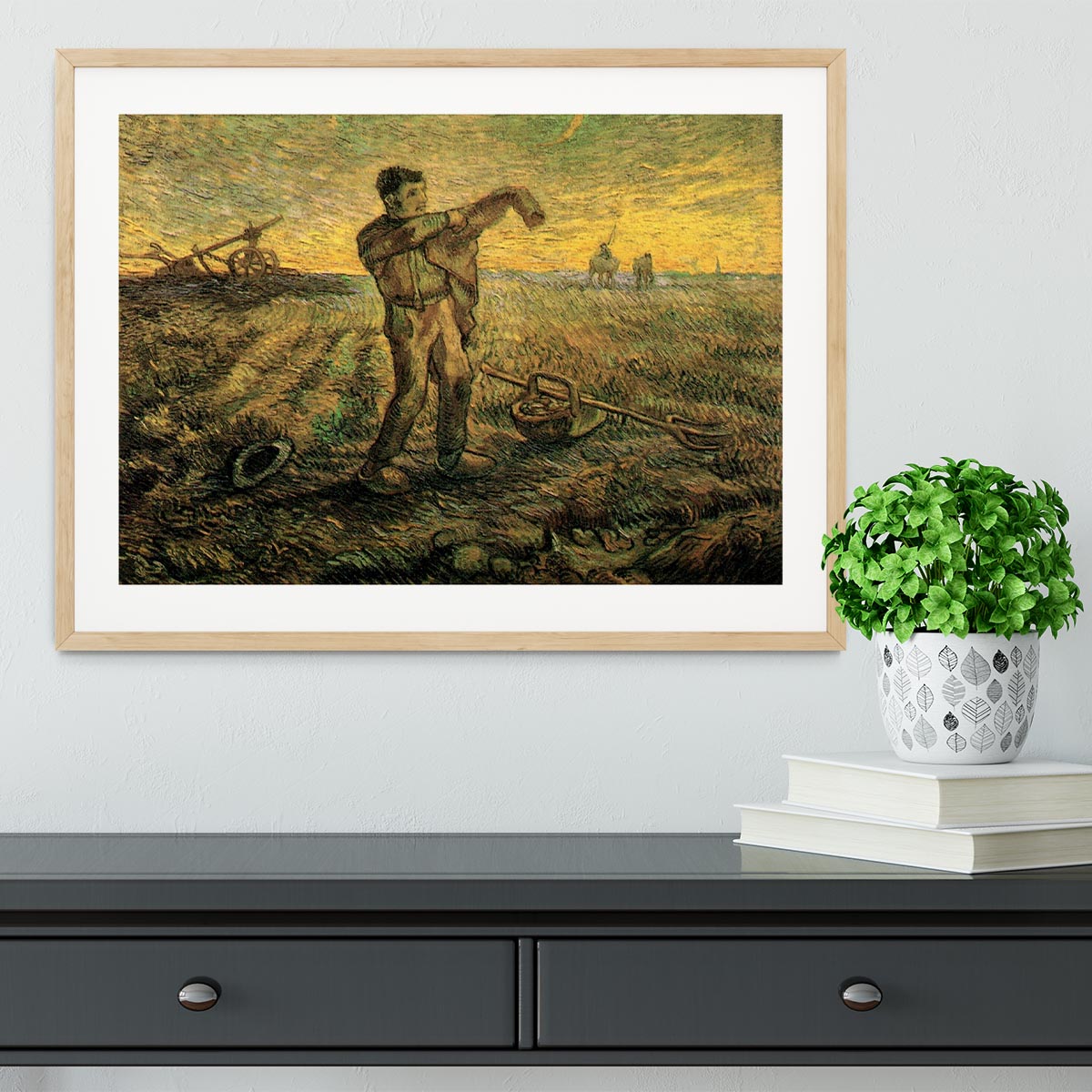 Evening The End of the Day after Millet by Van Gogh Framed Print - Canvas Art Rocks - 3