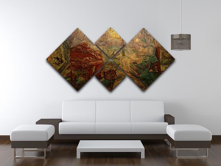 Evening The Watch after Millet by Van Gogh 4 Square Multi Panel Canvas - Canvas Art Rocks - 3